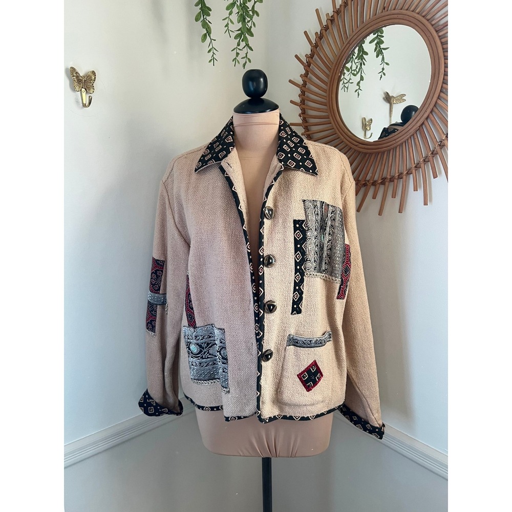 Vintage Dressbarn Boho Patchwork Tweed‎ Jacket